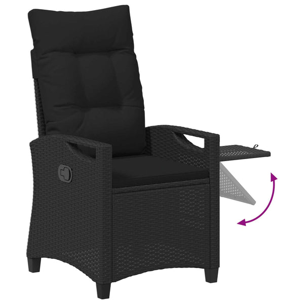 Verstellbarer Gartenstuhl mit Tisch, Schwarz