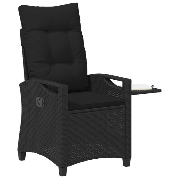 Verstellbarer Gartenstuhl mit Tisch, Schwarz