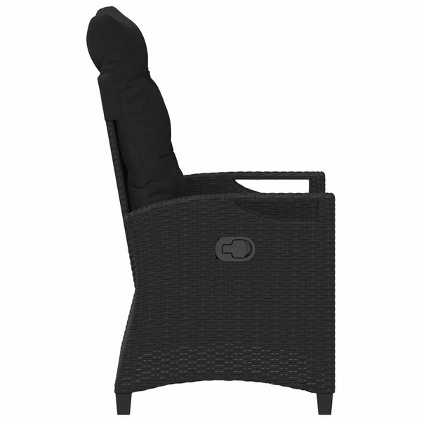 Verstellbarer Gartenstuhl mit Tisch, Schwarz