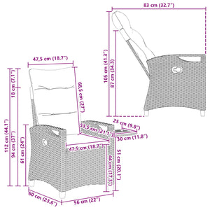 Verstellbarer Gartenstuhl mit Klapptisch
