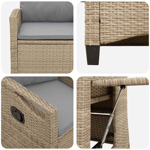 Verstellbarer Gartenstuhl mit Tisch Beige/Hellgrau