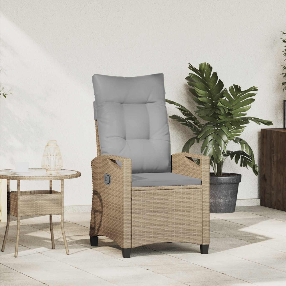 Verstellbarer Gartenstuhl mit Tisch Beige/Hellgrau