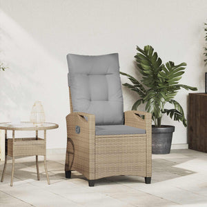 Verstellbarer Gartenstuhl mit Tisch Beige/Hellgrau