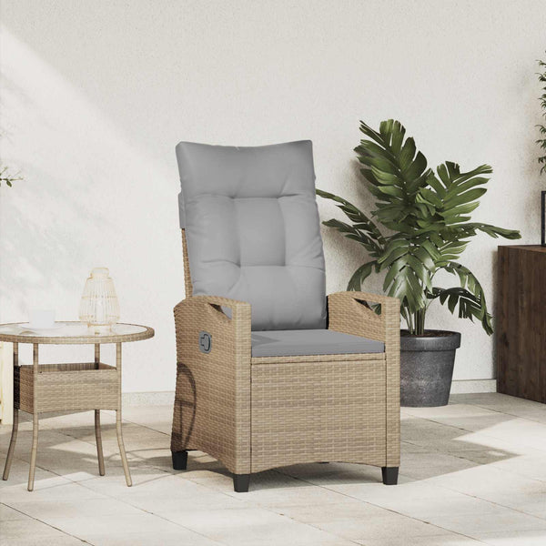 Verstellbarer Gartenstuhl mit Tisch Beige/Hellgrau