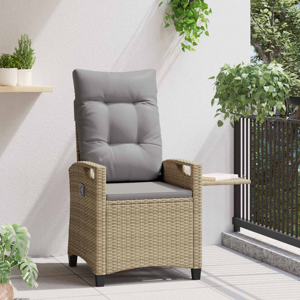 Verstellbarer Gartenstuhl mit Tisch Beige/Hellgrau