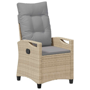 Verstellbarer Gartenstuhl mit Tisch Beige/Hellgrau