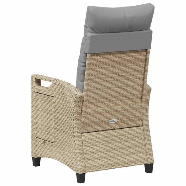 Verstellbarer Gartenstuhl mit Tisch Beige/Hellgrau