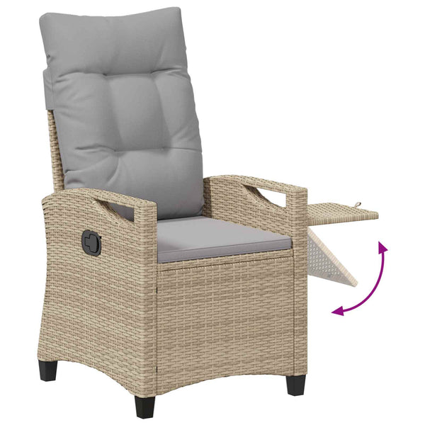 Verstellbarer Gartenstuhl mit Tisch Beige/Hellgrau