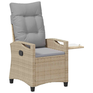 Verstellbarer Gartenstuhl mit Tisch Beige/Hellgrau