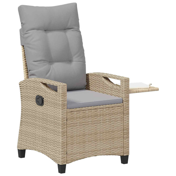 Verstellbarer Gartenstuhl mit Tisch Beige/Hellgrau