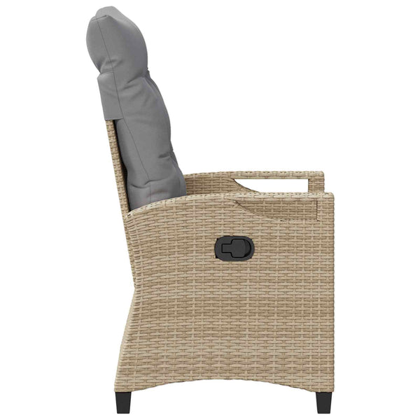 Verstellbarer Gartenstuhl mit Tisch Beige/Hellgrau