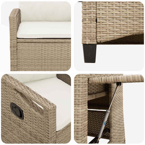 Verstellbarer Gartenstuhl mit Tisch Beige/Creme