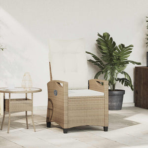Verstellbarer Gartenstuhl mit Tisch Beige/Creme