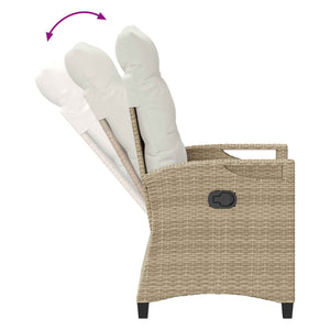 Verstellbarer Gartenstuhl mit Tisch Beige/Creme
