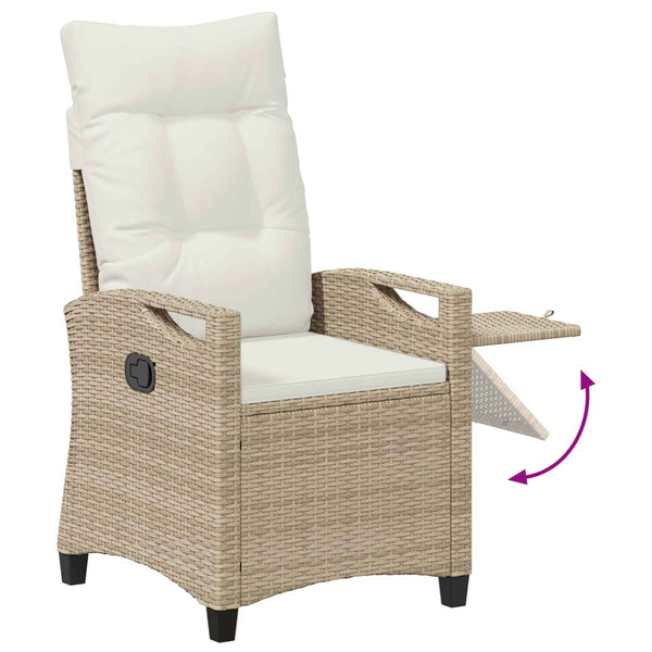 Verstellbarer Gartenstuhl mit Tisch Beige/Creme