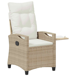Verstellbarer Gartenstuhl mit Tisch Beige/Creme