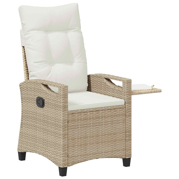 Verstellbarer Gartenstuhl mit Tisch Beige/Creme
