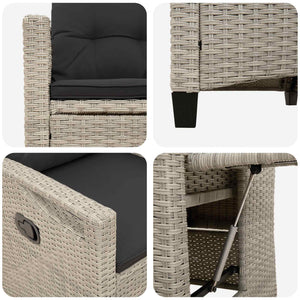 Verstellbarer Gartenstuhl Poly-Rattan Grau