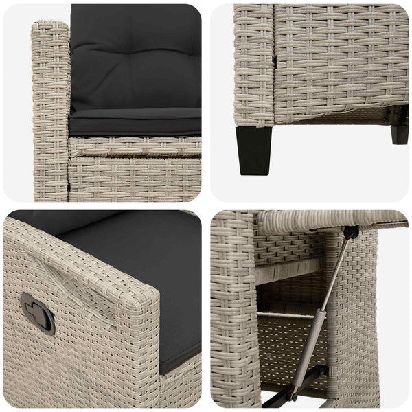 Verstellbarer Gartenstuhl Poly-Rattan Grau