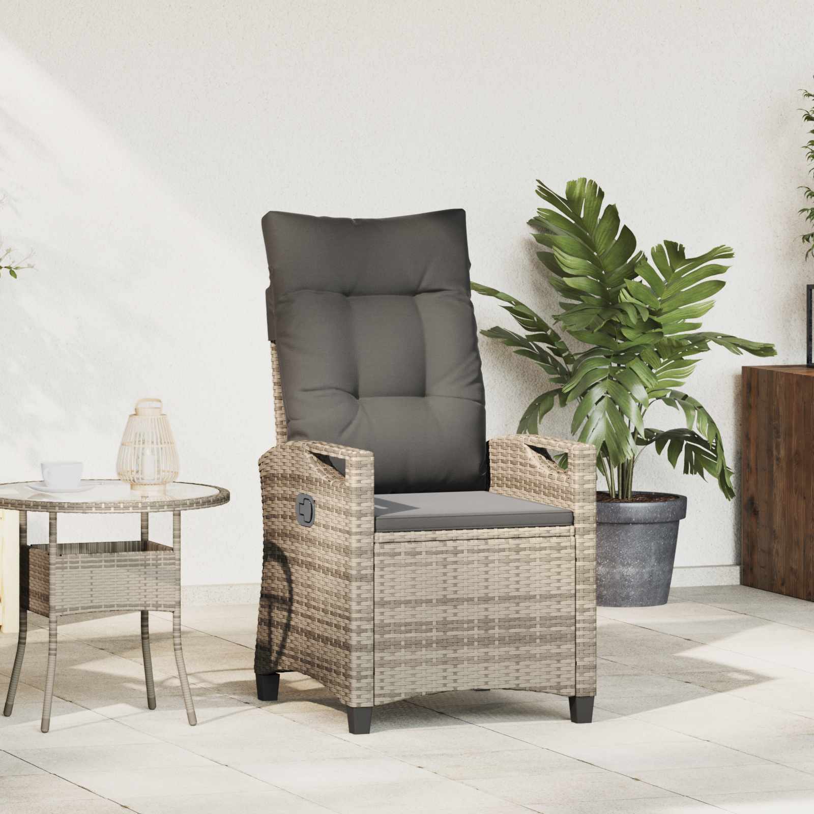 Verstellbarer Gartenstuhl Poly-Rattan Grau