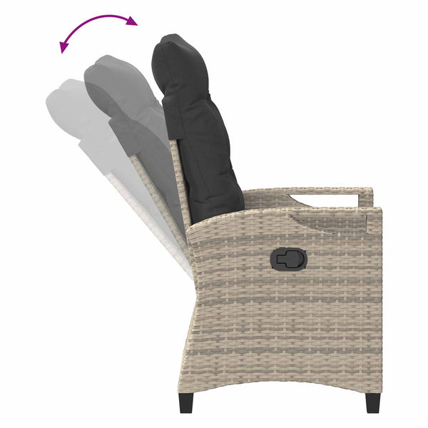 Verstellbarer Gartenstuhl Poly-Rattan Grau