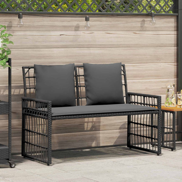 Schwarze Gartenbank für Outdoor-Bereich