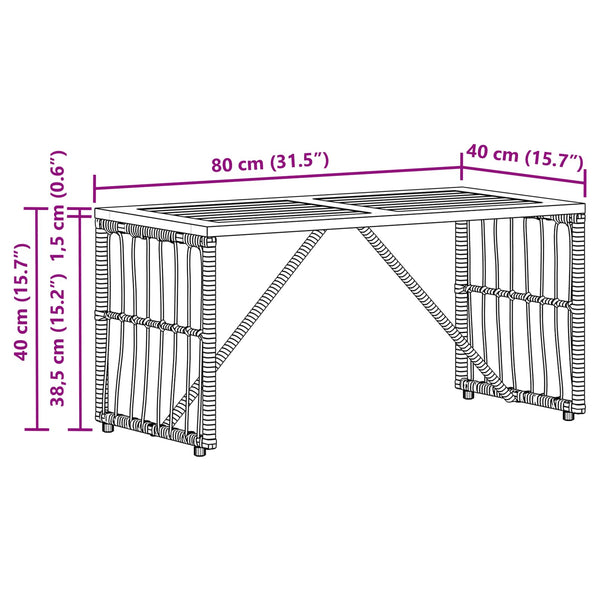 Grauer Outdoor-Tisch 80x40 cm
