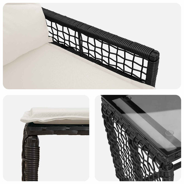 Gartenmöbel Set Schwarz Weiß 5-teilig