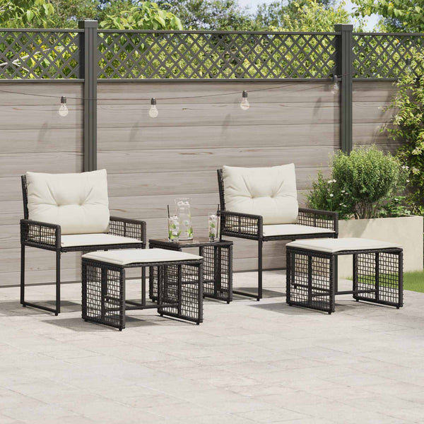 Gartenmöbel Set Schwarz Weiß 5-teilig