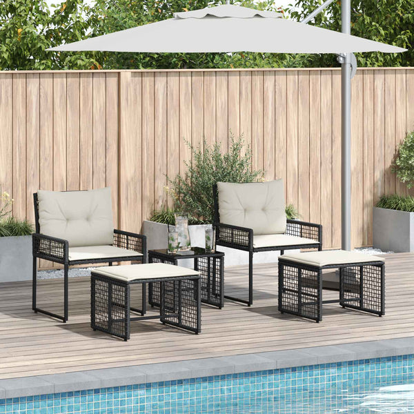 Gartenmöbel Set Schwarz Weiß 5-teilig