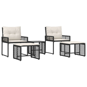 Gartenmöbel Set Schwarz Weiß 5-teilig