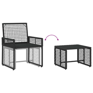 Gartenmöbel Set Schwarz Weiß 5-teilig