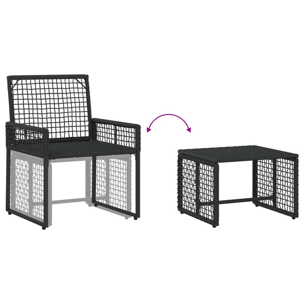 Gartenmöbel Set Schwarz Weiß 5-teilig