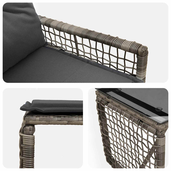 Gartenmöbel Set Grau mit Kissen, 5-teilig