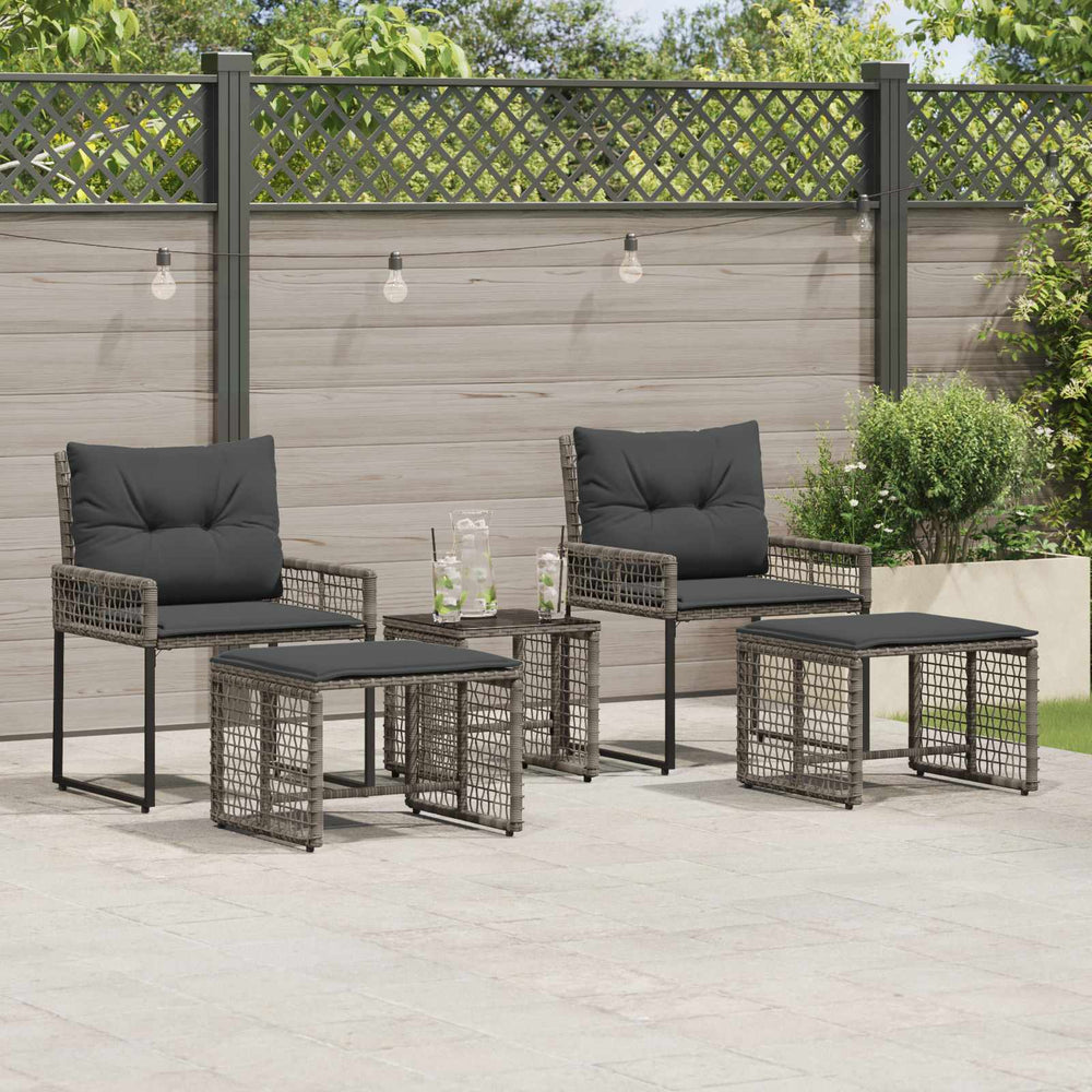 Gartenmöbel Set Grau mit Kissen, 5-teilig