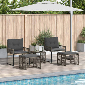Gartenmöbel Set Grau mit Kissen, 5-teilig