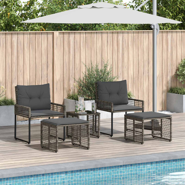 Gartenmöbel Set Grau mit Kissen, 5-teilig