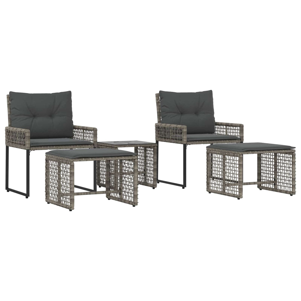Gartenmöbel Set Grau mit Kissen, 5-teilig