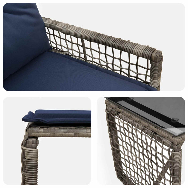 Gartenmöbel Set Grau Marineblau 5-teilig
