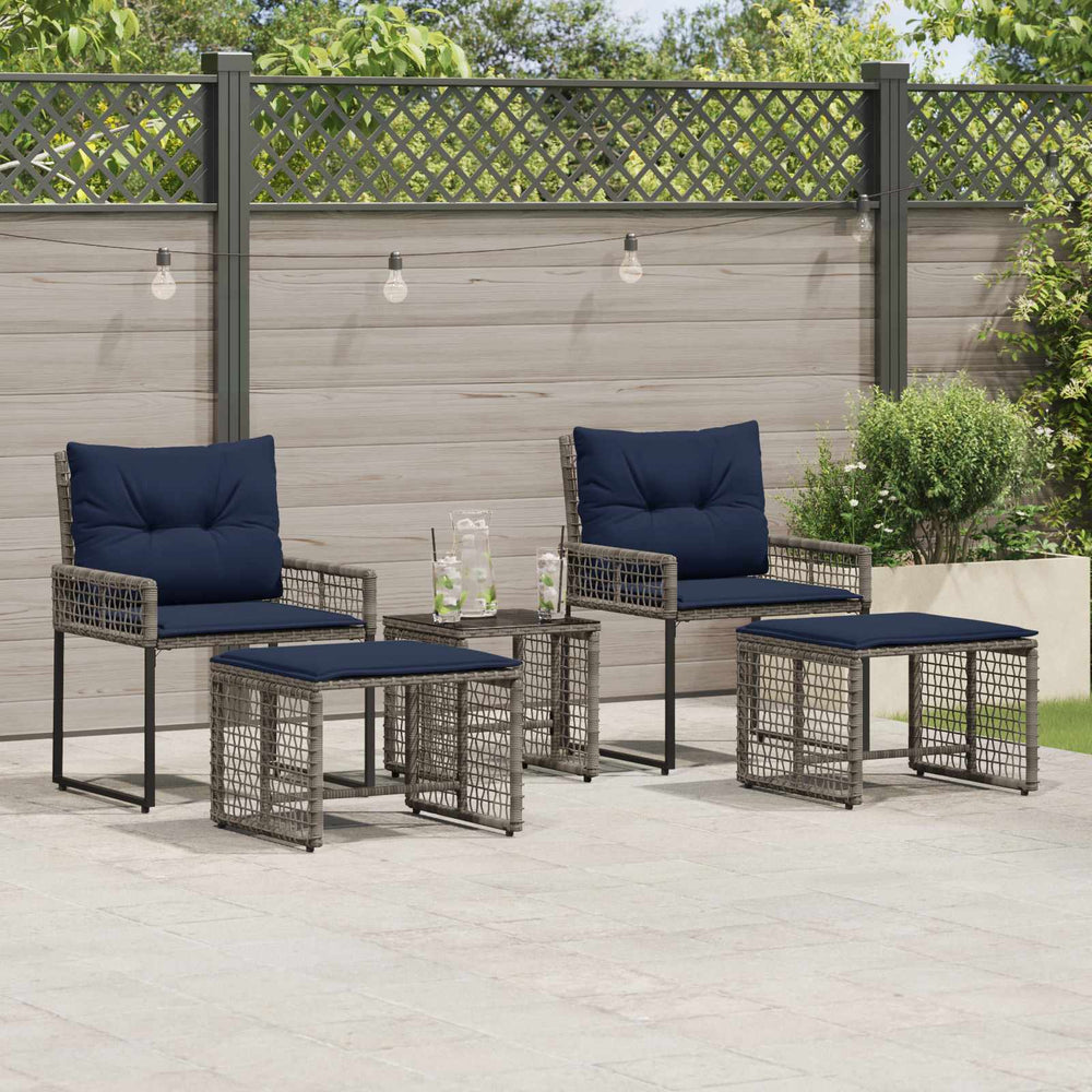 Gartenmöbel Set Grau Marineblau 5-teilig
