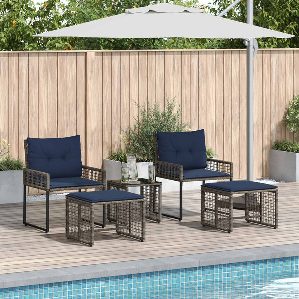 Gartenmöbel Set Grau Marineblau 5-teilig