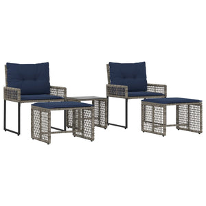 Gartenmöbel Set Grau Marineblau 5-teilig