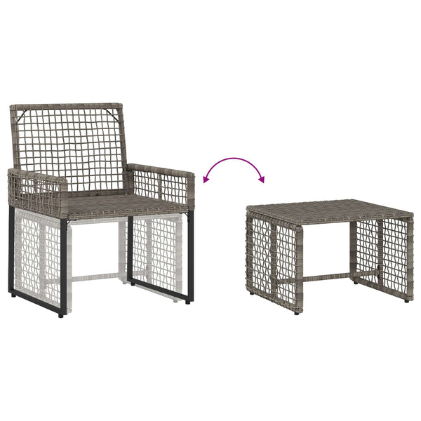 Gartenmöbel Set Grau Marineblau 5-teilig