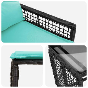 Gartenmöbel Set Schwarz Türkis 5-teilig