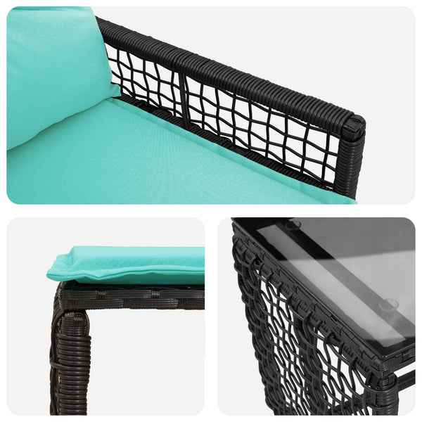 Gartenmöbel Set Schwarz Türkis 5-teilig