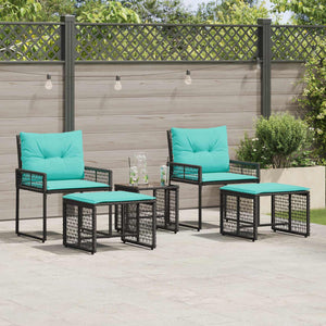 Gartenmöbel Set Schwarz Türkis 5-teilig