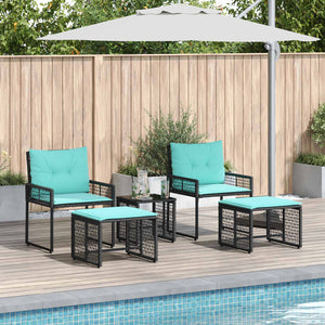 Gartenmöbel Set Schwarz Türkis 5-teilig