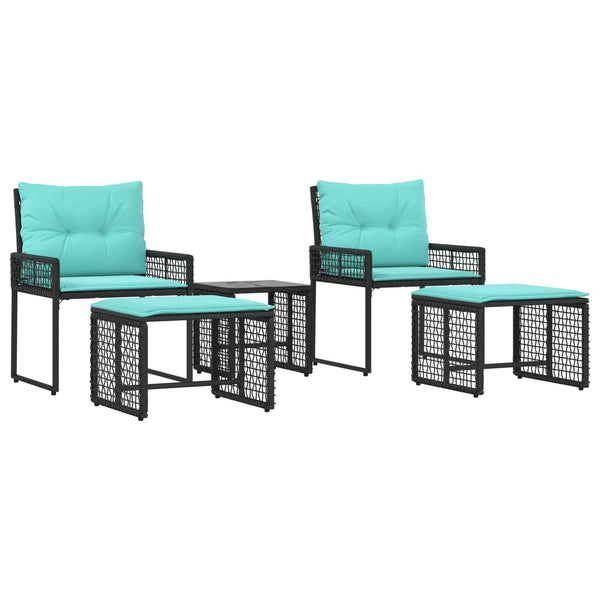 Gartenmöbel Set Schwarz Türkis 5-teilig