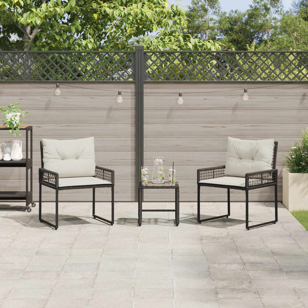 vidaXL Ensemble de mobilier de jardin avec coussins 3 pcs Noir et Blanc