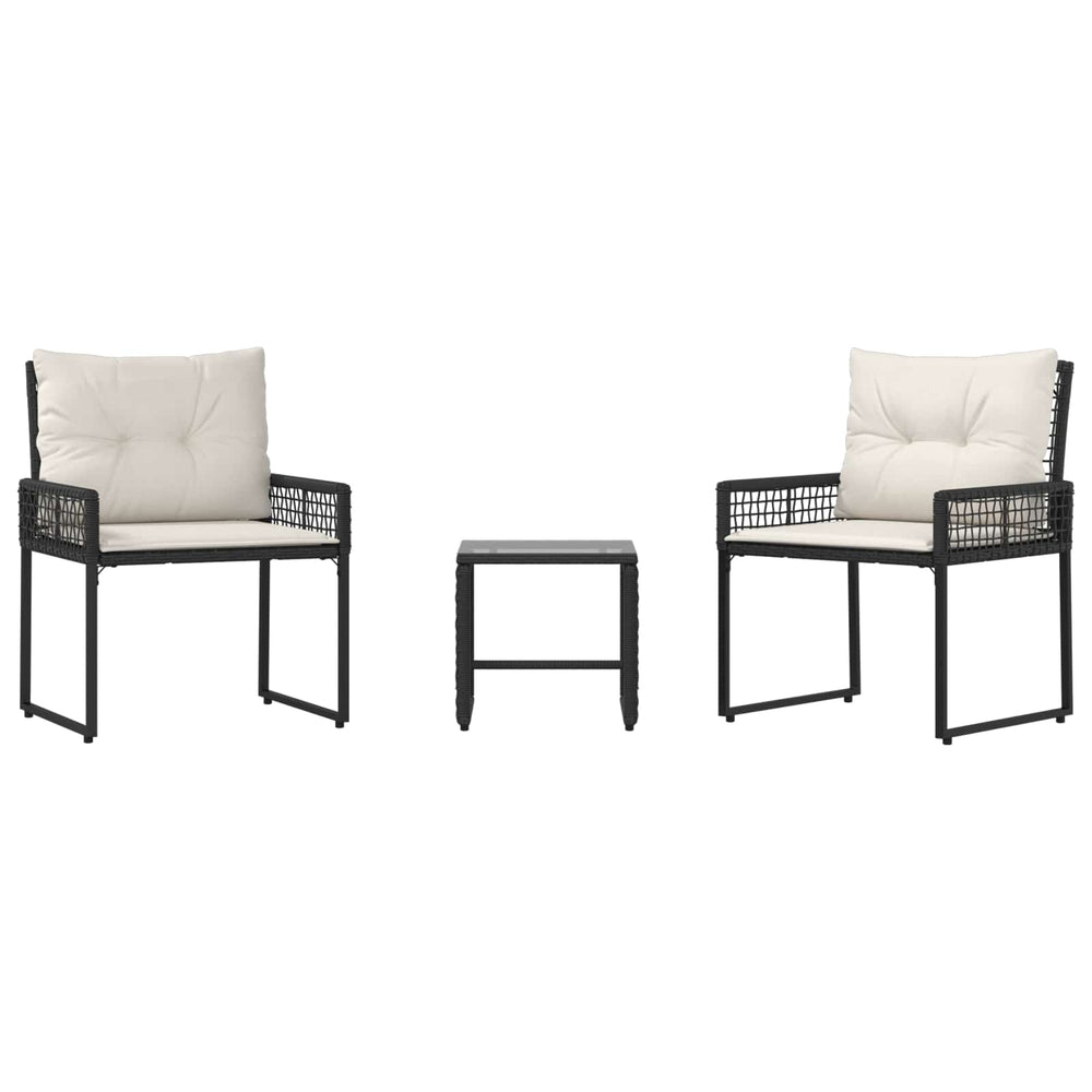 vidaXL Ensemble de mobilier de jardin avec coussins 3 pcs Noir et Blanc